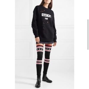 Givenchy Storm Rubber Rib Knit Thigh High Sock Boots Stars Stripe Sz 39